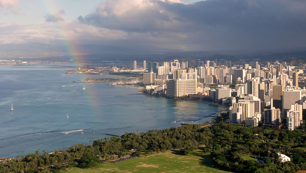 skyline view of honolulu pretty