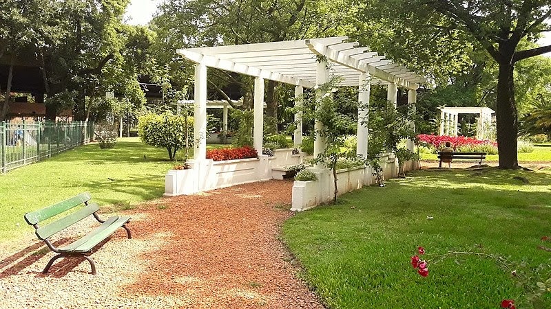 White pergola covering walkway