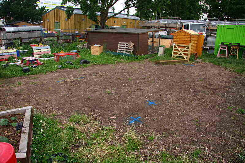 Plotted area for a garden or raised garden bed to be built