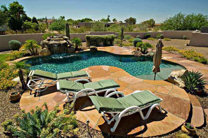 rocks around pool