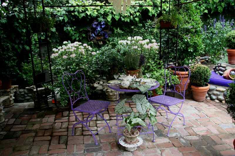 chairs in a garden patio