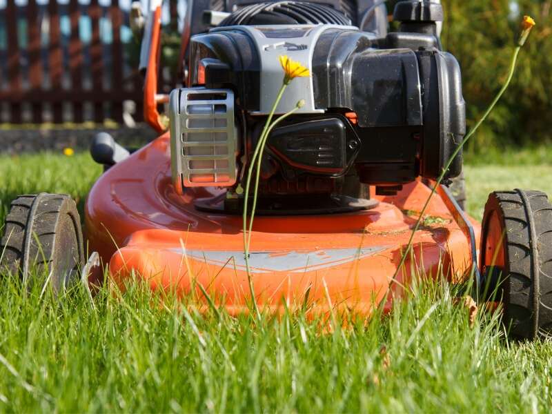 orange lawn mower