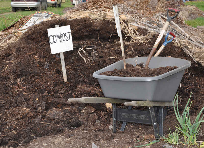 finished compost in a wheelburrow
