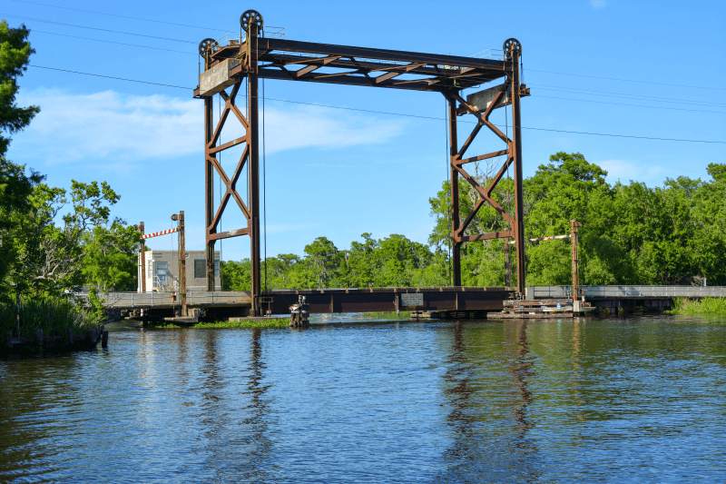 Drawbridge over a bayou in Houma, Louisiana